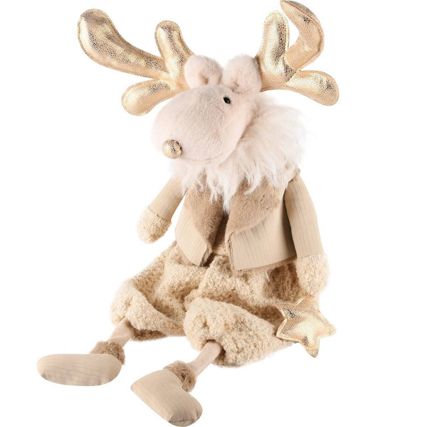 Alce Sentada Dorado/Beige Tela 28 x 21 x 65 cm