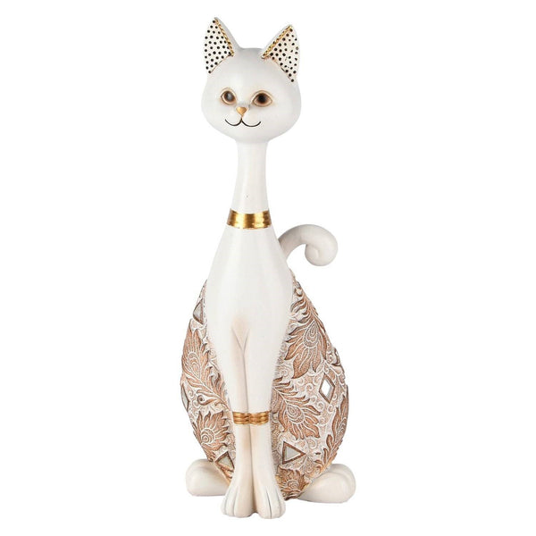 Gata Stacy Blanca Poliresina 10x8x27cm