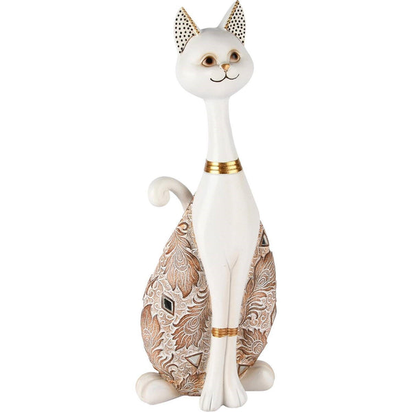 Gata Sentada Stacy Blanca Poliresina 12x9x32cm