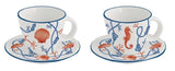 Juego De 2 Tazas De Porcelana  Con Platillos Mod Costa De Mar120ml