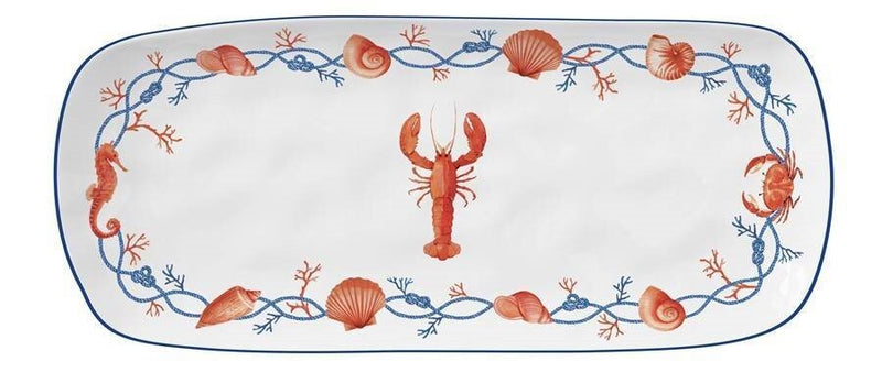Bandeja De Servir Mod Costa De Mar De Porcelana 40x18cm