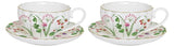 Set De 2 Tazas Blanco Con Platillos Al Aire Libre Porcelana