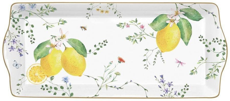 Bandeja De Servicio Flores De Citrons Porcelana 35x15cm