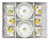 Juego De 6 Tazas Con Flores De Citrons Porcelana 100ml