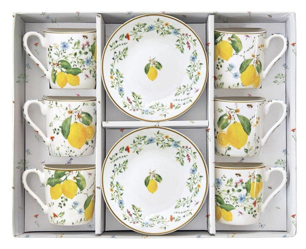Juego De 6 Tazas Con Flores De Citrons Porcelana 100ml
