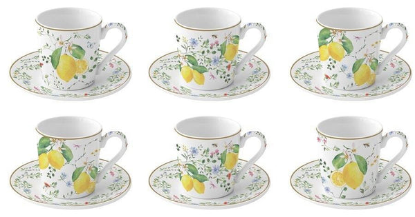 Juego De 6 Tazas Con Flores De Citrons Porcelana 100ml
