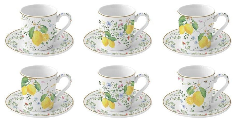 Juego De 6 Tazas Con Flores De Citrons Porcelana 100ml