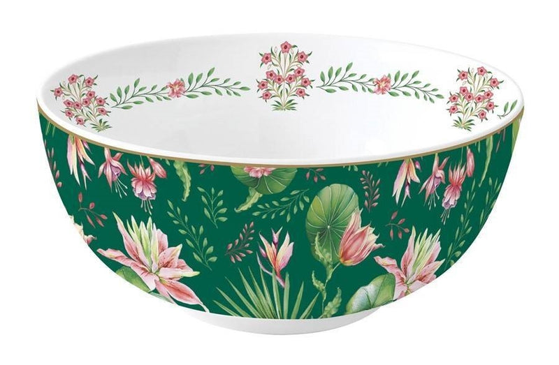 Cuenco Botanic Chic Color Verde/Flores Porcelana 15 x 15 cm