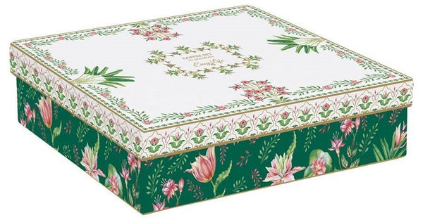 Juego De 6 Tazas Con Platillos Verde/Blanco/Flores Botanic Chic Porcelana 100 ml