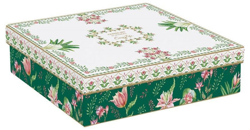 Juego De 6 Tazas Con Platillos Verde/Blanco/Flores Botanic Chic Porcelana 100 ml