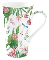 Taza Alta Botanic Chic Blanco/Flores Porcelana 600 ml