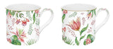 Juego De 2 Tazas Botanic Chic  Flores Porcelana 300 ml