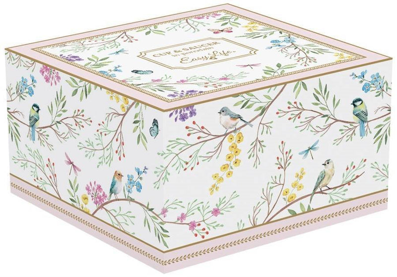 Taza Con Platillo Pajaros Melody De Porcelana 200 ml