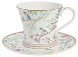 Taza Con Platillo Pajaros Melody De Porcelana 200 ml