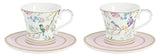 Juego De 2 Tazas Con Platillo Pajaros Melody De Porcelana 80 ml