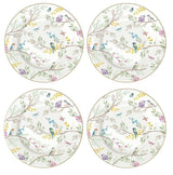Juego De 4 Platos Blanco/ Pajaros Melody De Porcelana 19x19cm