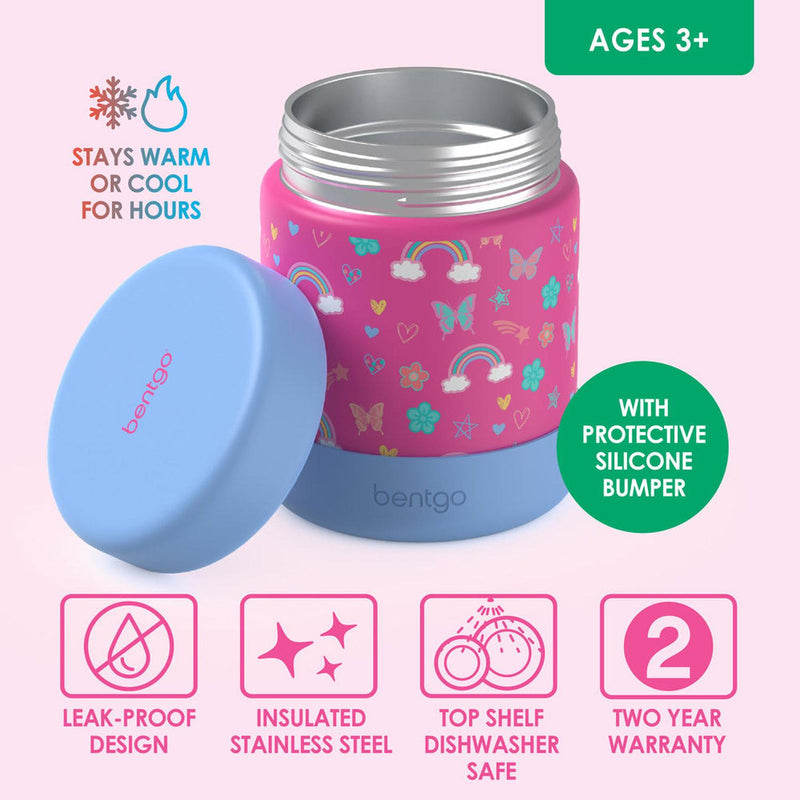 Jar de acero inoxidable Bentgo Kids - Arcoiris y mariposa