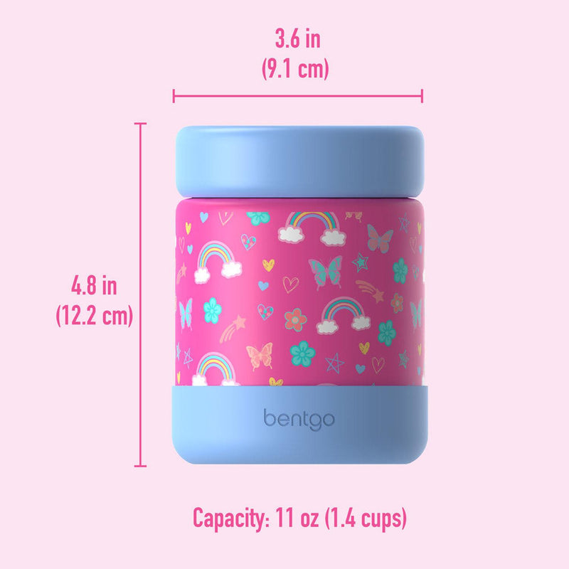 Jar de acero inoxidable Bentgo Kids - Arcoiris y mariposa