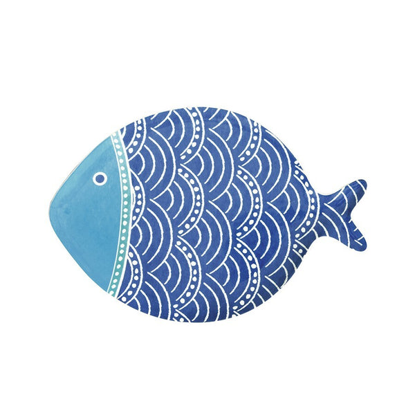 Plato De Porcelana Pescado Pequeño Color Azul