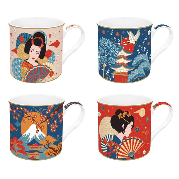 Juego De Tazas De Porcelana X 4 Modelo Tokio Japon