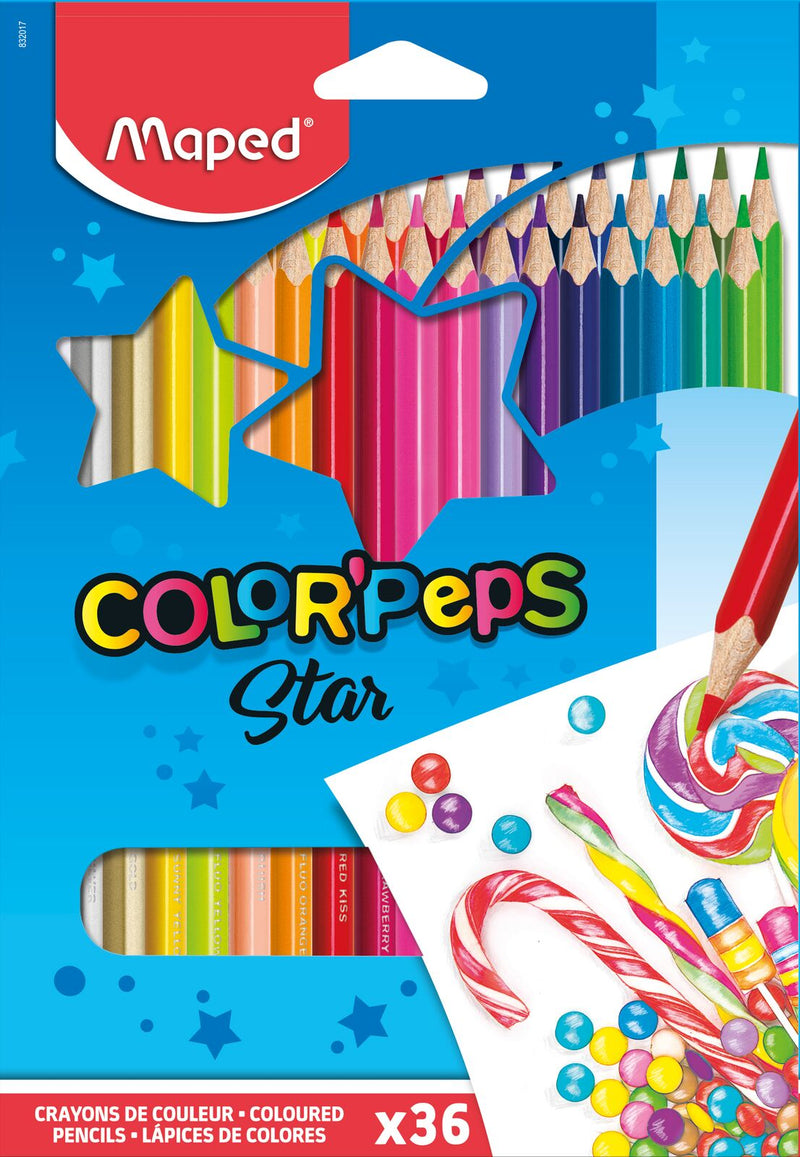 COLORES MAPED x 36 - (SILVER - GOLD - 3 FLUO)