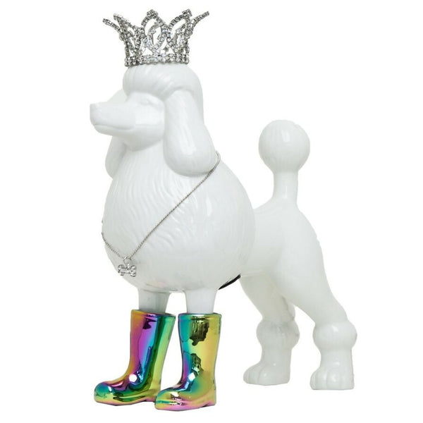 Figura Perro Pudlee de ceramica corona y botas 13 p