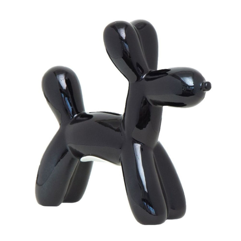 Figura alcancia perro de ceramica color plateado 7.5 p