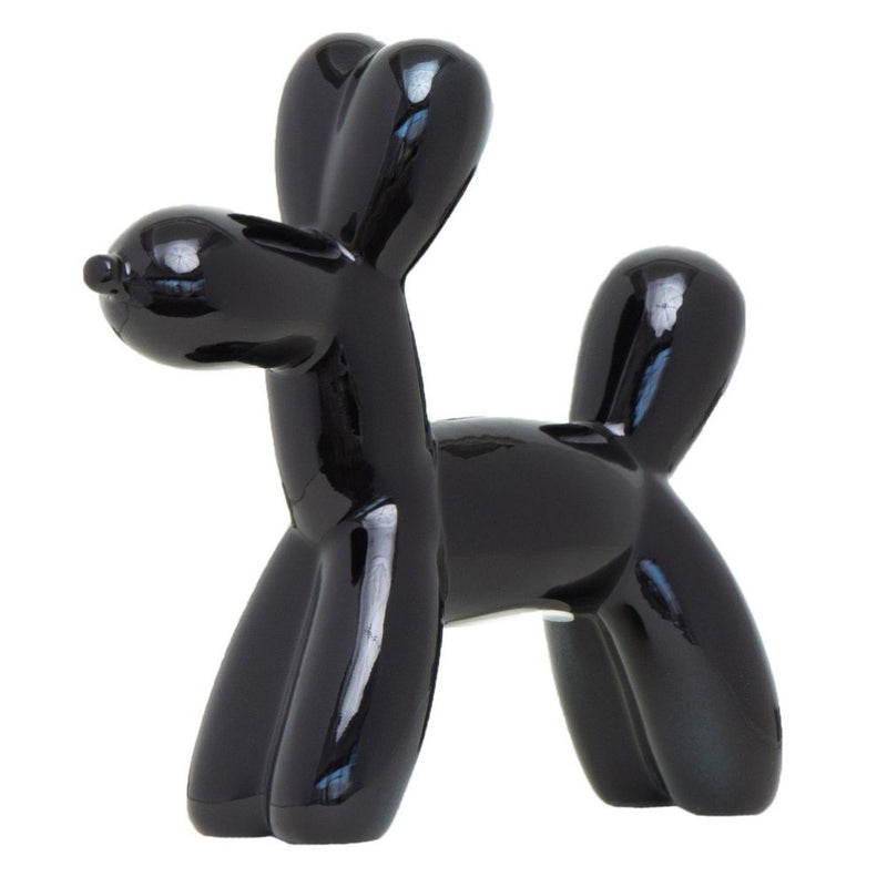 Figura alcancia perro de ceramica color plateado 7.5 p