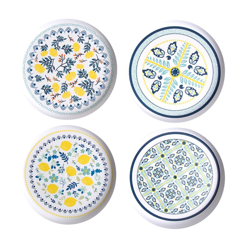Jg De 4 Platon De Melamina Modelo Positano Colores Varios