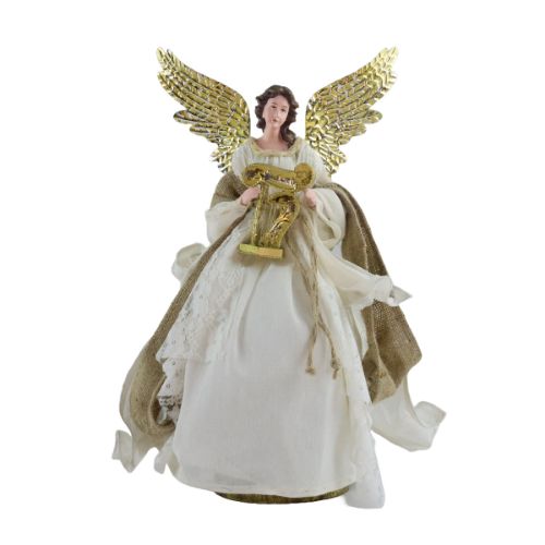 Angel Alas Doradas Vestido Blanco 17.25x21 cm Resina/Poliester