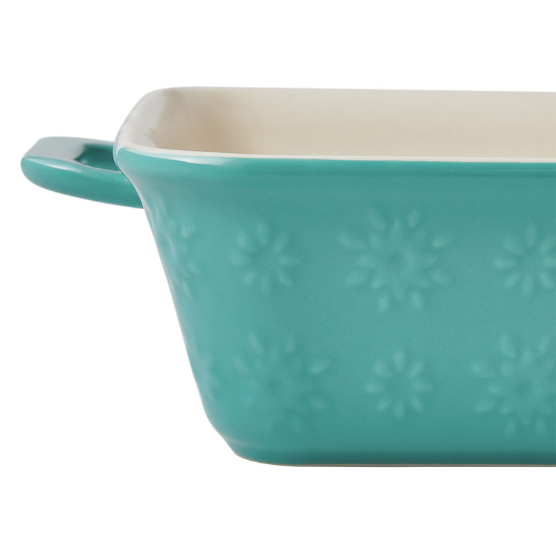 FUENTE CUADRADA DE 7.9 PULGADAS DE CERAMICA MARCA  PIONEER WOMAN COLECCION FANCY FLOURISH