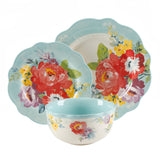 JUEGO DE VAJILLA DE 12 PIEZAS DE CERAMICA MARCA PIONEER WOMAN COLEECCION SWEET ROMANCE