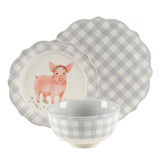 JUEGO DE VAJILLA DE 12 PIEZAS DE CERAMICA MARCA PIONEER WOMAN COLECCION GINGHAM
