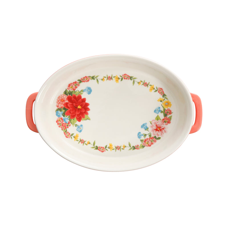 JUEGO DE 2 FUENTES HONDAS DE CERAMICA  MARCA PIONEER WOMAN COLECCIÓN SWEET ROSE