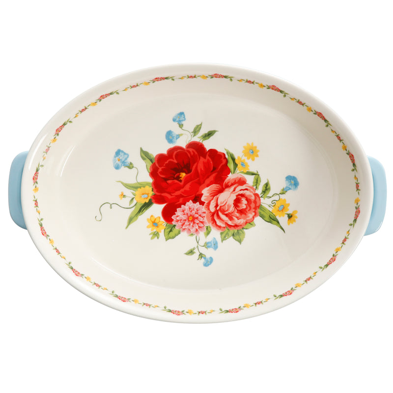 JUEGO DE 2 FUENTES HONDAS DE CERAMICA  MARCA PIONEER WOMAN COLECCIÓN SWEET ROSE