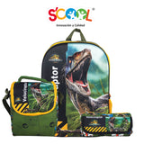 26 SCOOL RANGER SET MOCH OFICIO 2 BOL EVA 3D JURASSIC