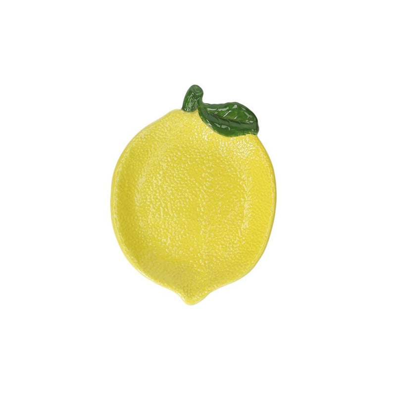 Plato Servir De Porcelana  Mediano  Modelo Jardin De Limones Amarillo/ Verde