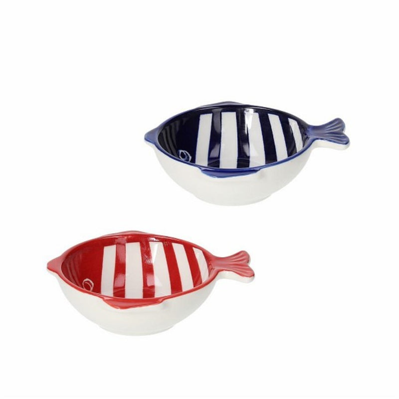 Bolws De Gres De Porcelana Peces Grande Azul/Rojo