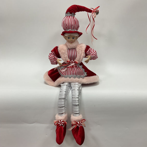 Muñeco Navideño Elfo Rojo/Blanco 24 cm Poliester