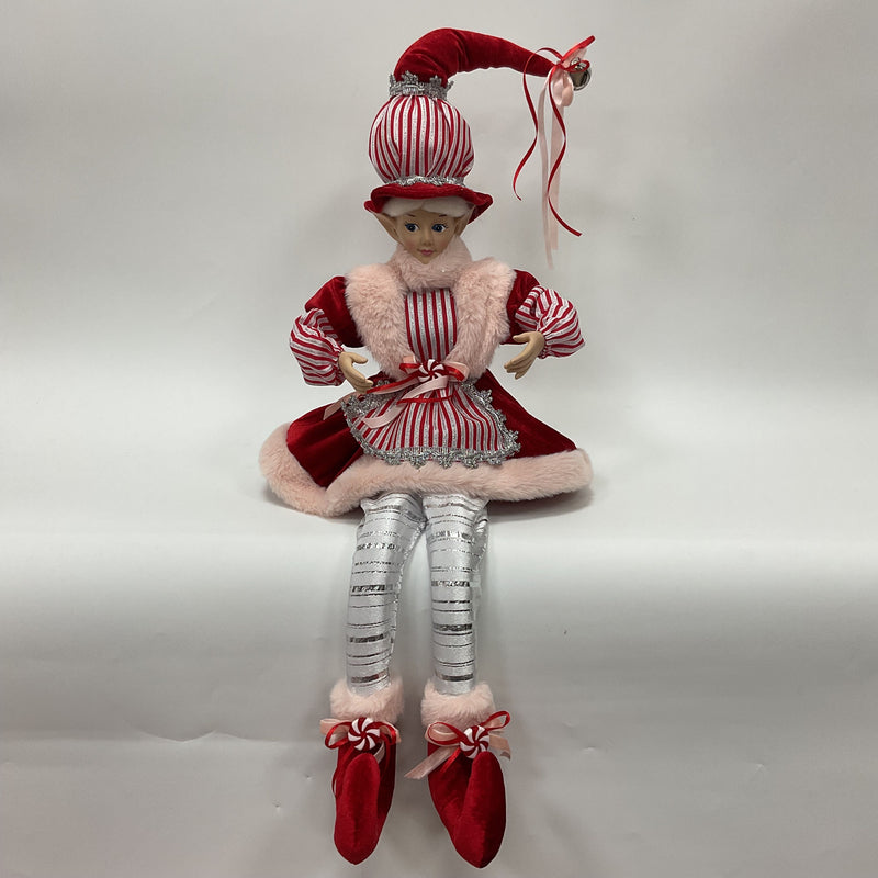 Muñeco Navideño Elfo Rojo/Blanco 24 cm Poliester