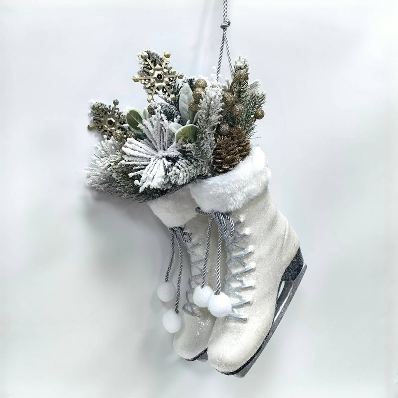 Patines Decor Navidad Blanco 16 cm Poliester
