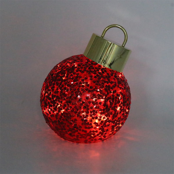 Bola Navidad C/Luz Rojo/Dorado 15cm Plastico