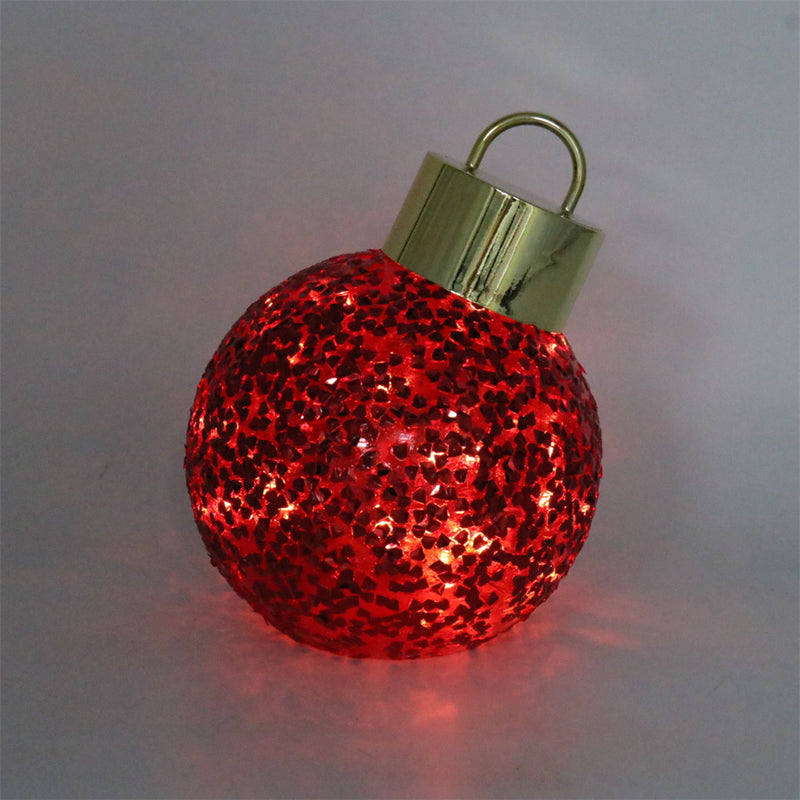Bola Navidad C/Luz Rojo/Dorado 15cm Plastico