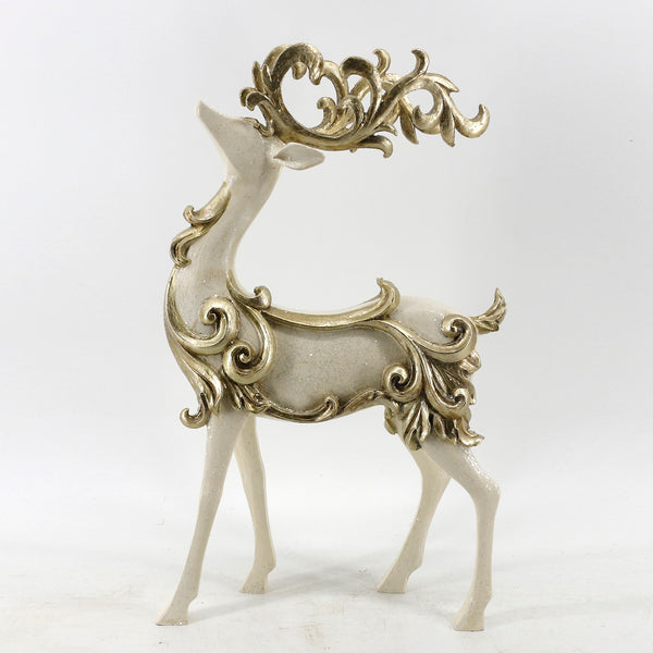 Reno Blanco/Dorado 41 cm Resina Plastica