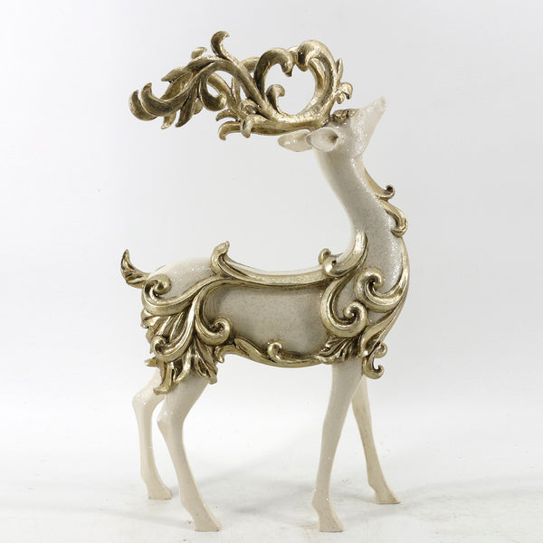Reno Blanco/Dorado 41 cm Resina Plastica