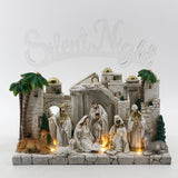 Nacimiento C/ Luz En Retablo 29cm Resina Plastica