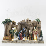 Nacimiento En Retablo C/Luz 29cm Resina Plastica