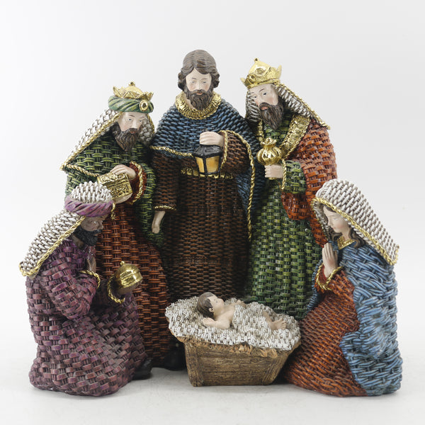 Nacimiento C/Reyes Magos 27cm Resina Plastica