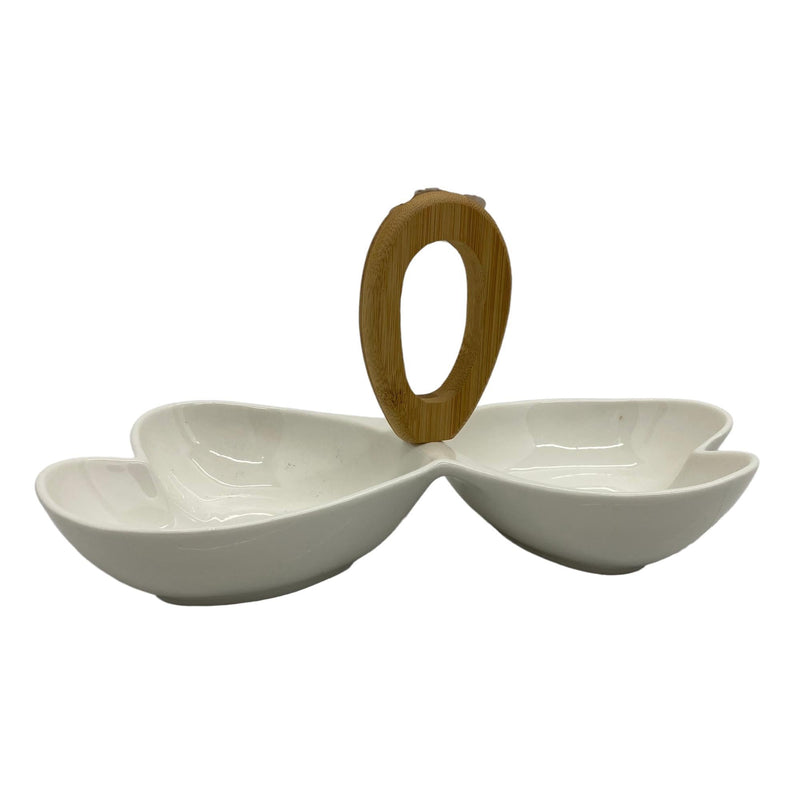 BANDEJA C/PLATO 28.5X13.5X14CM 90%PORCELANA10%BAMBU