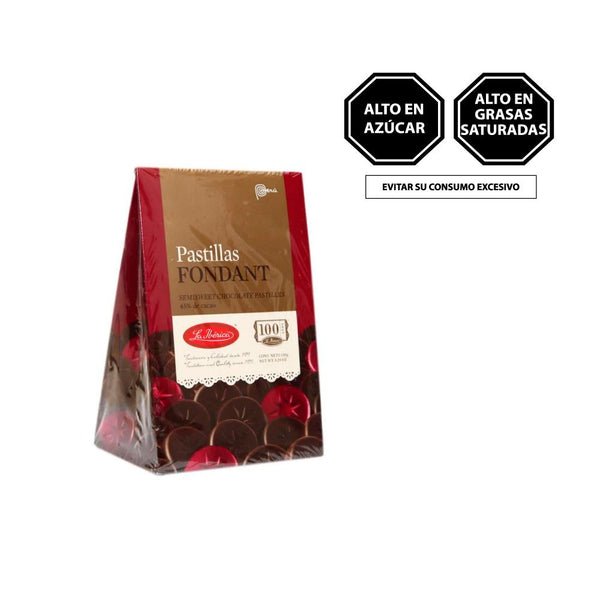 La Ibérica Pastillas Fondant 150 gr. Chocolate semi dulce (sin leche), elaborado a base de pasta de cacao. Porcentaje de Cacao: 52% (5831218135192)